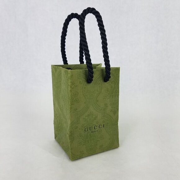 Gucci Other - Gucci Beauty Bag Green Paisley Empty Shopping Paper Mini 4.5" x 3" x 2.5" Decor